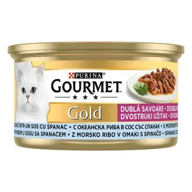 Gourmet Gold Duo, okeanska riba i spanać, hrana za mačke